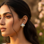 将图像加载到图库查看器中, Pearl & Diamond Stud Earrings | Clover Design | Art Palace