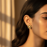 将图像加载到图库查看器中, gold plating Diamond Stud Earrings for Women | Floral Design