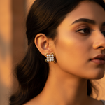 将图像加载到图库查看器中, gold plating Diamond Stud Earrings | Square Cluster | For Women