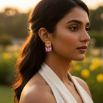 将图像加载到图库查看器中, gold plating Pink Stone Stud Earrings for Women | Fashion Jewelry