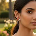 将图像加载到图库查看器中, Silver Coral Hoop Earrings for Women | Statement Jewelry