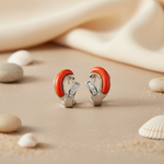 将图像加载到图库查看器中, Silver Coral Hoop Earrings for Women | Statement Jewelry