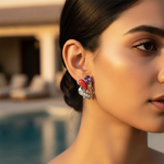 将图像加载到图库查看器中, Silver Stud Earrings with Coral & Amethyst | Women's Fashion Jewelry