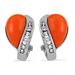 将图像加载到图库查看器中, Silver Orange Coral Earrings for Women | Fashion Jewelry