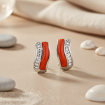 将图像加载到图库查看器中, Silver and Orange Stone Earrings for Women | Fashion Jewelry