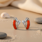 将图像加载到图库查看器中, Silver Orange Enamel Earrings | Women's Jewelry | Gift