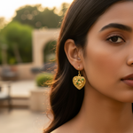 将图像加载到图库查看器中, gold plating Heart Green Gemstone Earrings | Women's Fashion Jewelry