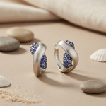 将图像加载到图库查看器中, Silver Hoop Earrings with Blue Gemstones | Women's Jewelry