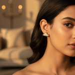 将图像加载到图库查看器中, gold plating Triangle Stud Earrings with White CZ | Women's Jewelry