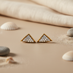 将图像加载到图库查看器中, gold plating Triangle Stud Earrings with White CZ | Women's Jewelry