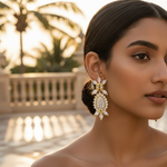 将图像加载到图库查看器中, gold plating Teardrop & Flower Earrings | Cubic Zirconia | Women's