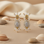 将图像加载到图库查看器中, gold plating Teardrop & Flower Earrings | Cubic Zirconia | Women's