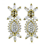 将图像加载到图库查看器中, gold plating Teardrop & Flower Earrings | Cubic Zirconia | Women's
