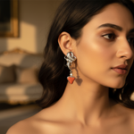 将图像加载到图库查看器中, Silver Dangle Earrings with Red Stone | Women's Jewelry Gift