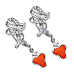 Load image into Gallery viewer, Silver Dangle Earrings with Red Stone | Women's Jewelry Gift