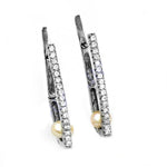 将图像加载到图库查看器中, Silver Pearl & Cubic Zirconia Earrings for Women | Dangle Earrings