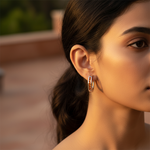 将图像加载到图库查看器中, Silver Hoop Earrings with Orange Gemstones for Women