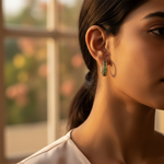 将图像加载到图库查看器中, 925 Silver Green Gemstone Hoop Earrings | Women's Jewelry