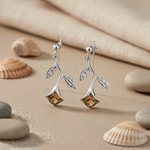 将图像加载到图库查看器中, 925 Silver Citrine Leaf Earrings for Women | Daily Wear Gift