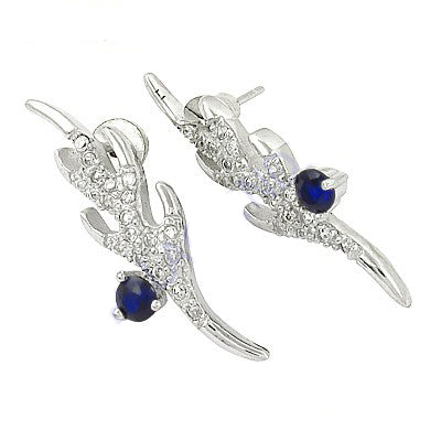 Silver sapphire stud earrings for women | dainty jewelry gift