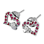 Load image into Gallery viewer, 925 Silver Ruby Heart Stud Earrings for Women | Gift