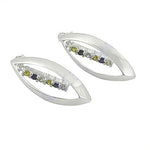 将图像加载到图库查看器中, Silver Leaf Earrings with Green & Black Stones | Artpalace