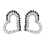 Load image into Gallery viewer, 925 Silver Heart Stud Earrings | Black & White Stone | For Women