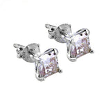 Load image into Gallery viewer, Silver Stud Earrings with Square White Gemstone for Women