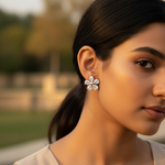 将图像加载到图库查看器中, Silver Flower Stud Earrings | Cubic Zirconia | Women's Jewelry