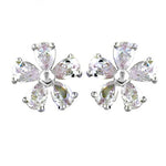 Load image into Gallery viewer, Silver Flower Stud Earrings | Cubic Zirconia | Women's Jewelry