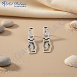 Load image into Gallery viewer, Silver Greek Key Dangle Earrings for Women | Statement Jewelry