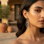 将图像加载到图库查看器中, Silver Greek Key Dangle Earrings for Women | Statement Jewelry