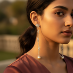 将图像加载到图库查看器中, 女士银色蝴蝶珍珠吊坠耳环