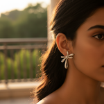 将图像加载到图库查看器中, Silver Bowknot Earrings with Crystals | Women's Fashion Jewelry