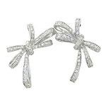 将图像加载到图库查看器中, Silver Bowknot Earrings with Crystals | Women's Fashion Jewelry