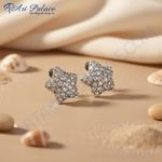 将图像加载到图库查看器中, 女士银色立方氧化锆星形耳钉 | 礼物