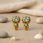 Load image into Gallery viewer, Gold Blue Topaz Sapphire Earrings for Women | Fine Jewelry