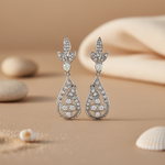 将图像加载到图库查看器中, Silver Teardrop Earrings with CZ Stones for Women | Party Jewelry