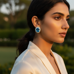 将图像加载到图库查看器中, 925银蓝色托帕石耳环 | 女士光环耳钉