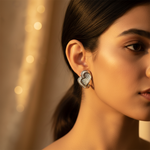 将图像加载到图库查看器中, Silver Heart-Shaped Diamond Earrings | Women's Elegant Jewelry