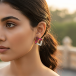 将图像加载到图库查看器中, Ruby Stud Earrings | gold plating Plated Silver Earrings for Women