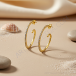 Load image into Gallery viewer, Gold Hoop Earrings with Cubic Zirconia | For Women | Gift