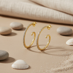 将图像加载到图库查看器中, gold plating Hoop Earrings with Cubic Zirconia | For Women | Gift