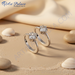 将图像加载到图库查看器中, 女士银色立方氧化锆脚趾戒指 | 时尚首饰