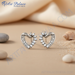 Load image into Gallery viewer, Pendientes de plata con forma de corazón y diamantes | Joyería elegante para mujer