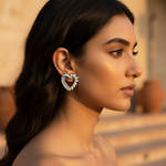 将图像加载到图库查看器中, Silver Heart Diamond Stud Earrings | Women's Elegant Jewelry