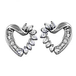 将图像加载到图库查看器中, Silver Heart Diamond Stud Earrings | Women's Elegant Jewelry