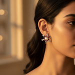 将图像加载到图库查看器中, Silver Pearl & Ruby Flower Stud Earrings | Women's Floral Jewelry