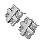 Load image into Gallery viewer, Silver Square Stud Earrings for Women | Square Cut Earrings
