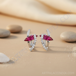 Load image into Gallery viewer, Silver Ruby Stud Earrings for Women | Gemstone Jewelry